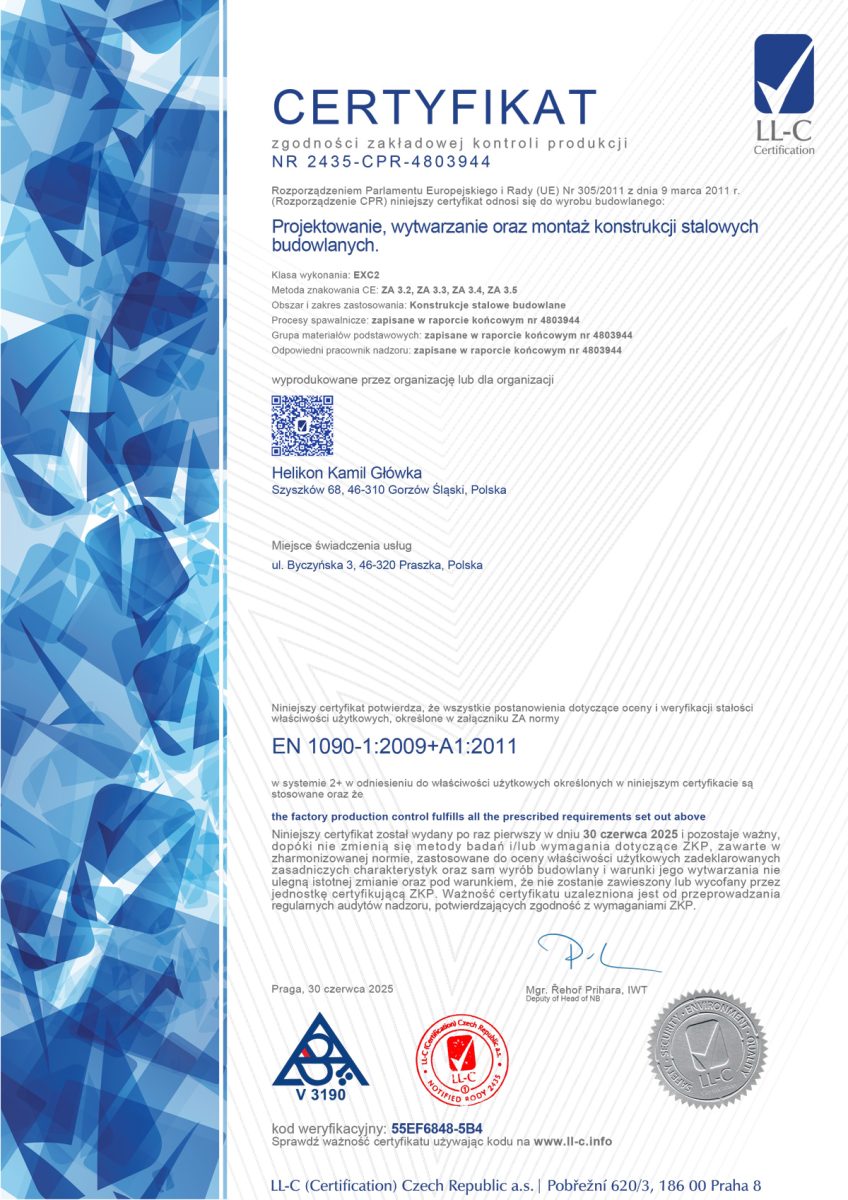 CERTYFIKAT NR2435­CPR­4803944